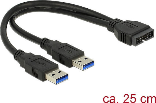 DeLock USB 3.0 pinheader male - 2x USB 3.0 male 0.25m