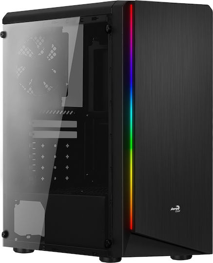 Aerocool Rift Gaming Midi Tower Κουτί Υπολογιστή με Πλαϊνό Παράθυρο και RGB Φωτισμό Μαύρο