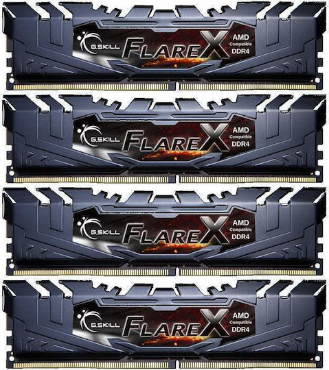 G.Skill Flare X DDR4 64GB RAM με 4x16GB Modules και Ταχύτητα 3200 για Desktop F4-3200C16Q-64GFX
