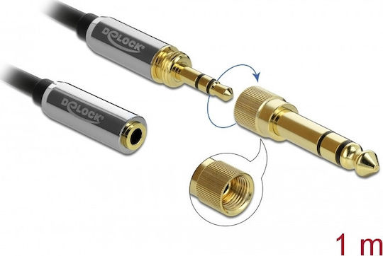 DeLock Καλώδιο 3.5mm male - 3.5mm female Μαύρο 1m (85780)