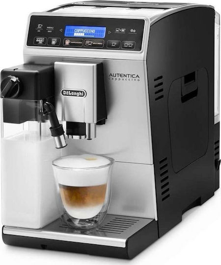 De'Longhi Autentica Αυτόματη Μηχανή Espresso 1450W Πίεσης 15bar για Cappuccino με Μύλο Άλεσης Ασημί