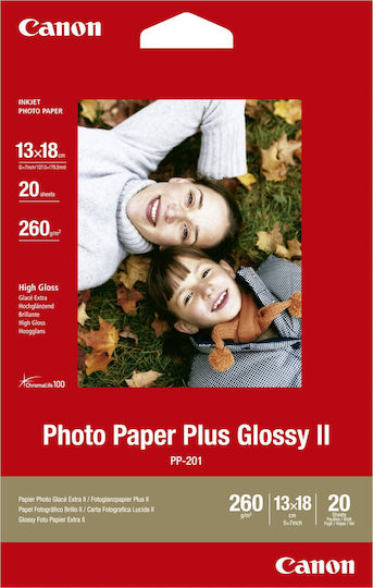 Canon PP-201 Φωτογραφικό Χαρτί Plus ΙΙ 13x18 265gr/m² για Εκτυπωτές Inkjet 20 Φύλλα (2311B018)