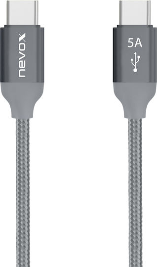 Nevox Braided USB 2.0 Cable USB-C male - USB-C 100W Γκρι 1m (TC-1653)