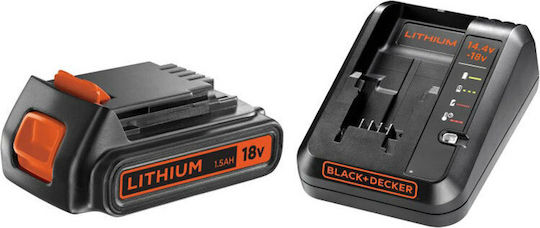 Black & Decker Σετ Μπαταρίας Λιθίου Χωρητικότητας 1Ah 18V με Φορτιστή BDC1A15