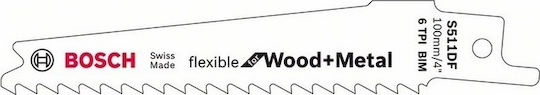 Bosch S511DF Λάμες Flexible for Wood and Metal για Μέταλλο και Ξύλο 100mm 5τμχ