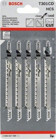 Bosch T301CD Λάμες Clean for Wood για Ξύλο 90mm 5τμχ