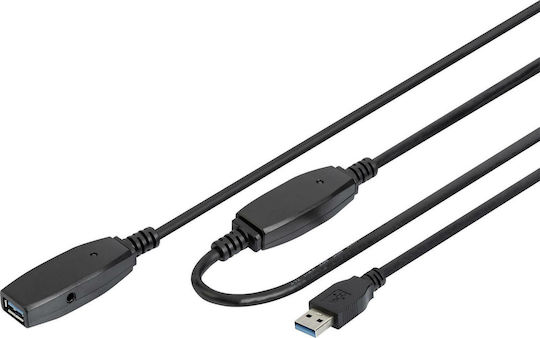 Digitus USB 3.0 Cable USB-A male - USB-A female Μαύρο 10m DA-73105