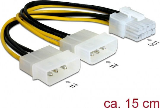 DeLock 4-Pin Molex - 8-Pin PCIe Cable 0.15m Πολύχρωμο 82397