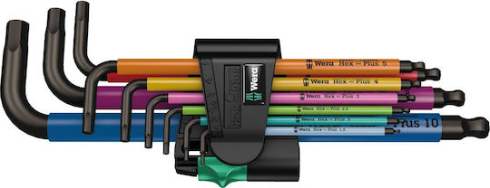 Wera Σετ 9 Κλειδιά Allen σε Σχήμα L 3950/9 Hex-Plus Multicolour 05022669001