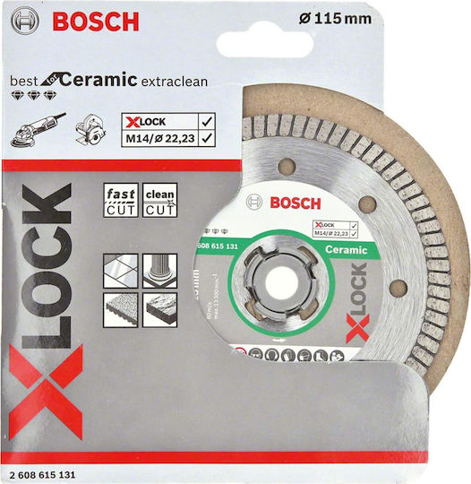 Bosch X-Lock Best for Ceramic Δίσκος Κοπής Δομικών Υλικών 115mm 2608615131