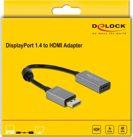 DeLock Μετατροπέας DisplayPort male σε HDMI female Γκρι 1τμχ 66436