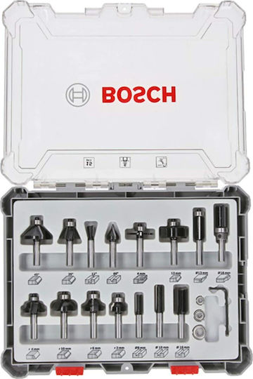 Bosch Σετ Φρέζες Καρβιδίου για Διαμόρφωση Ακμών σε Ξύλο 6mm 15τμχ