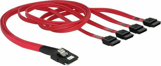 DeLock Mini SAS - 7-Pin SATA III Cable 50cm Κόκκινο (83057)