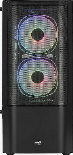 Aerocool Quantum Mesh v3 Gaming Midi Tower Κουτί Υπολογιστή με Πλαϊνό Παράθυρο και RGB Φωτισμό Μαύρο