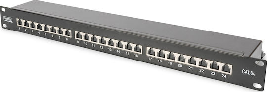 Digitus Patch Panel Shielded για Rack 1U 19" 24 Θυρών cat6a Μαύρο DN-91624S-EA-B