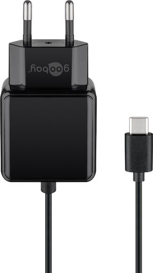 Goobay Φορτιστής με Ενσωματωμένο Καλώδιο USB-C 15W Μαύρος (45040)