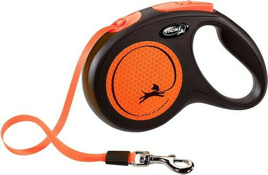 Flexi Πτυσσόμενο Λουρί/Οδηγός Σκύλου Ιμάντας New Neon Μ 5m έως 25kg Πορτοκαλί σε Πορτοκαλί χρώμα 5m έως 25kg