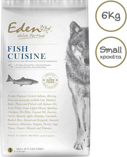 Eden 80/20 Fish Cuisine Dog Food Μικρή Κροκέτα 6kg Ξηρά Τροφή Σκύλων Μικρόσωμων Φυλών με Ψάρια
