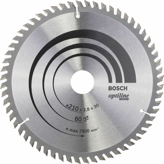 Bosch OP WO H Δίσκος Κοπής Ξύλου με 60 Δόντια 210mm 2608641190