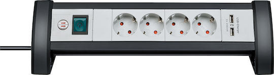 Brennenstuhl Premium Office-Line Πολύπριζο 4 Θέσεων με USB-A, Διακόπτη και Καλώδιο 1.8m 1156250514