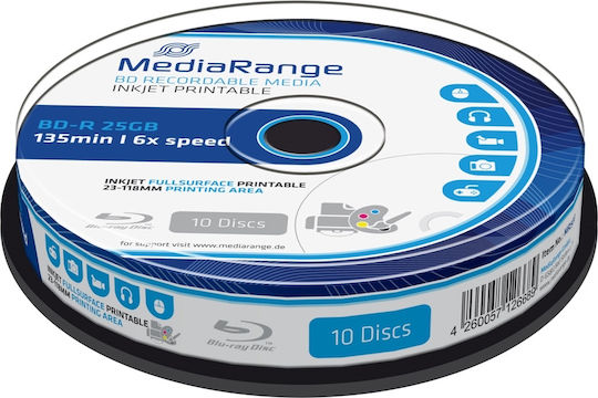 MediaRange Εγγράψιμα BD-R 6x 25GB Cake Box 10τμχ MR500