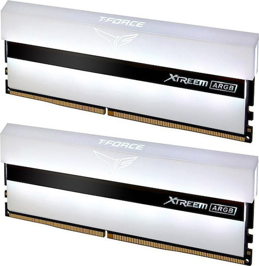 TeamGroup T-Force Xtreem ARGB White DDR4 16GB RAM με 2x8GB Modules και Ταχύτητα 3600 για Desktop TF13D416G3600HC18JDC01