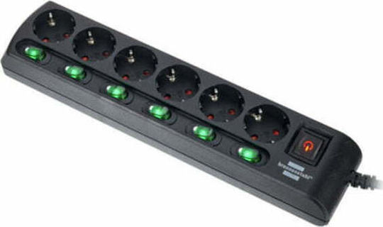 Brennenstuhl Πολύπριζο 6 Θέσεων με Διακόπτη και Καλώδιο 2m 1153110116