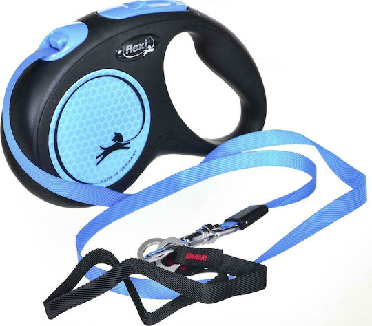Flexi Πτυσσόμενο Λουρί/Οδηγός Σκύλου Ιμάντας New Neon M Μπλε σε Μπλε χρώμα 5m έως 25kg