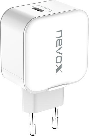 Nevox Φορτιστής Χωρίς Καλώδιο με Θύρα USB-C 20W Power Delivery Λευκός (1880)