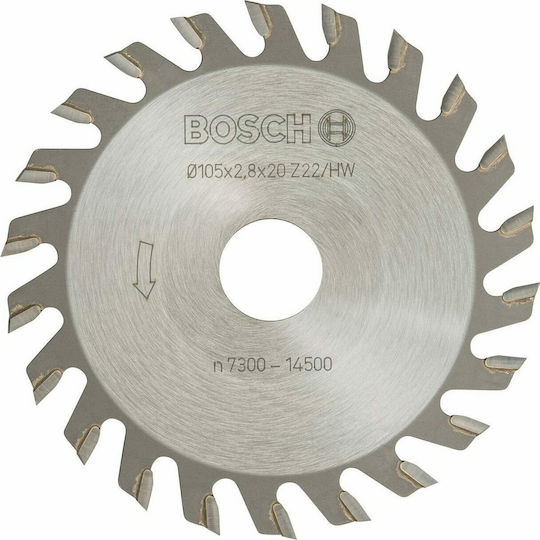 Bosch Δίσκος Κοπής Ξύλου με 22 Δόντια 105mm 3608641002