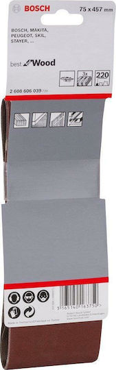 Bosch X440 Φύλλο Λείανσης Παλμικού Τριβείου K220 75x457mm Σετ 3τμχ 2608606039