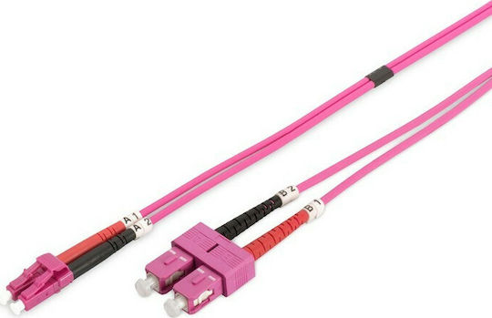 Digitus Καλώδιο Οπτικής Ίνας LC-SC 1m Ροζ 1τμχ DK-2532-01-4