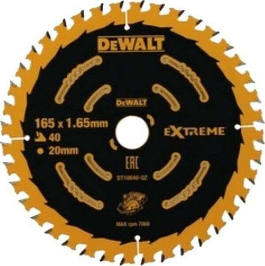 Dewalt Δίσκος Κοπής Ξύλου με 40 Δόντια 165mm DT10640