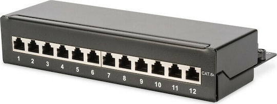 Digitus Patch Panel Shielded για Rack 1U 12 Θυρών cat6a Μαύρο DN-91612SD-EA