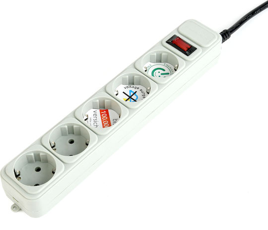 Gembird SPG3-B-6C Πολύπριζο Aσφαλείας 5 Θέσεων με Διακόπτη και Καλώδιο 1.8m 5τμχ SPG3-B-6C