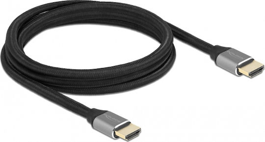 DeLock Braided Cable HDMI male - HDMI male 2m Μαύρο 83996