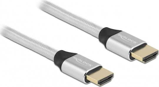 DeLock Braided Cable HDMI male - HDMI male 2m Ασημί 85367