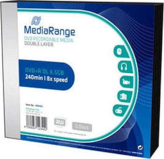 MediaRange Εγγράψιμα DVD+R 8x Dual Layer 8.5GB 5τμχ MR465