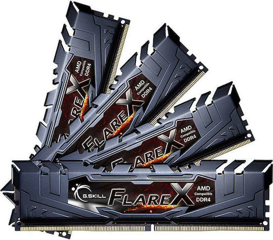 G.Skill Flare X DDR4 32GB RAM με 4x8GB Modules και Ταχύτητα 3200 για Desktop F4-3200C16Q-32GFX
