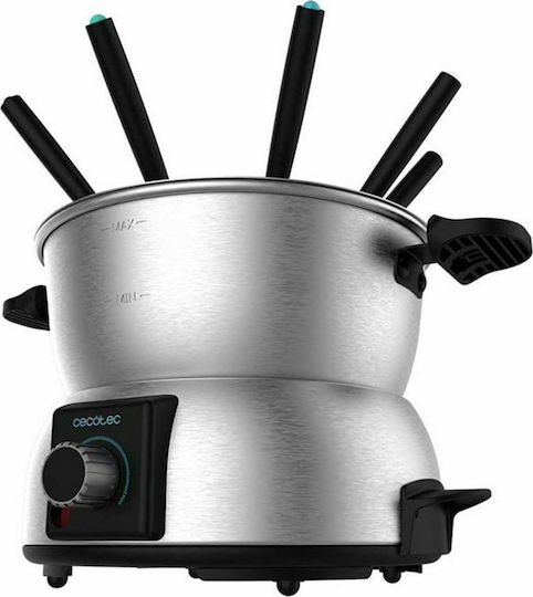 Cecotec Fun Gourmet Σκεύος για Φοντύ Ηλεκτρικό από Ανοξείδωτο Ατσάλι 8 Ατόμων Ασημί 1000W 17x24x31.5εκ. 08018