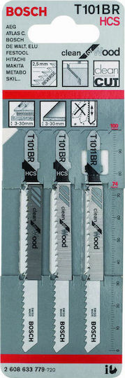Bosch T101BR Λάμες Clean for Wood για Ξύλο 3τμχ