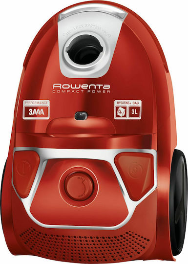 Rowenta Compact Power Ηλεκτρική Σκούπα 750W με Σακούλα 3lt Κόκκινη