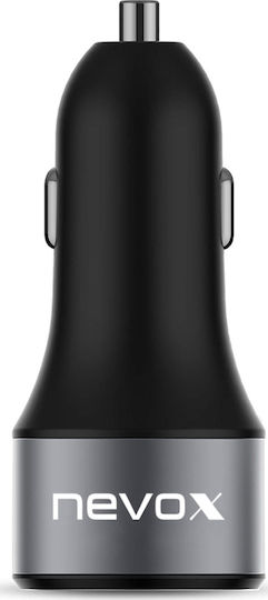 Nevox Φορτιστής Αυτοκινήτου 45W 3A Γρήγορης Φόρτισης με Θύρες: 1xUSB 1xType-C Μαύρος 1679