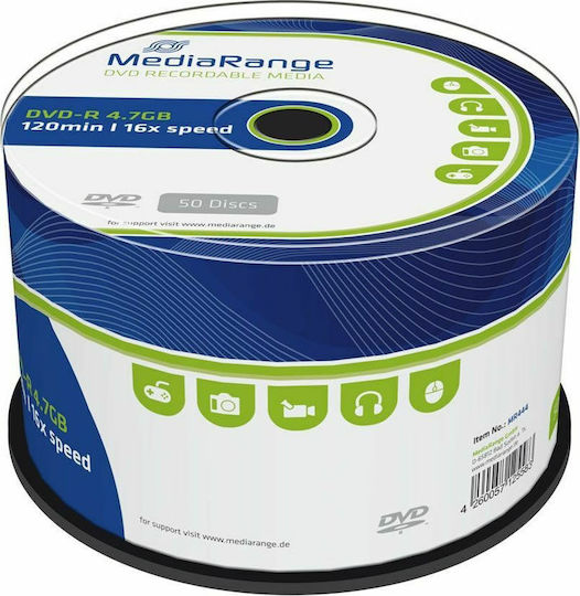 MediaRange Εγγράψιμα DVD-R 16x 4.7GB Cake Box 50τμχ MR444