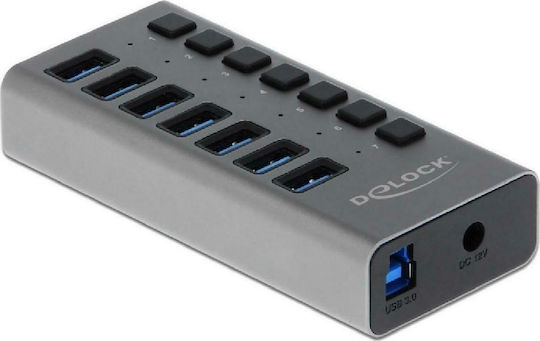 DeLock USB 3.0 Hub 7 Θυρών με σύνδεση USB-A & Θύρα Φόρτισης και Εξωτερική Παροχή Ρεύματος (63669)