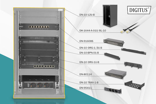 Digitus Επιτοίχια Καμπίνα Rack 12U 31.2x30x59.2cm Μαύρο DN-10-SET-3-B