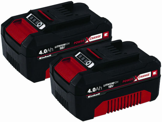 Einhell Σετ 2 Μπαταριών Εργαλείου Λιθίου 18V με Χωρητικότητα 4Ah 4511489