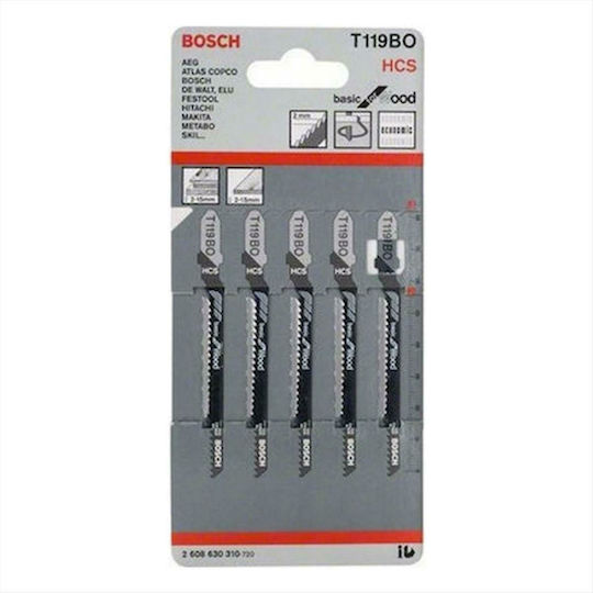 Bosch T119BO Λάμες Basic for Wood για Ξύλο 83mm 5τμχ
