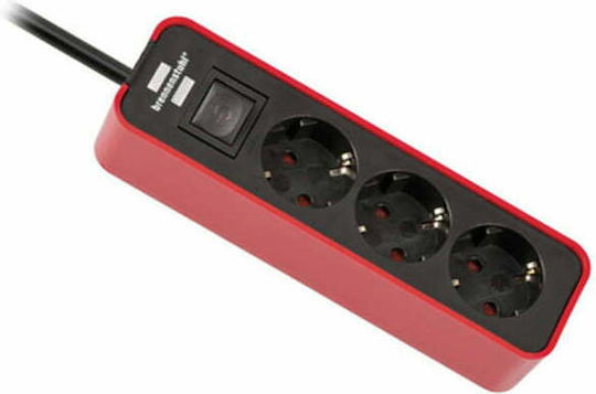 Brennenstuhl Ecolor Πολύπριζο 3 Θέσεων με Διακόπτη και Καλώδιο 1.5m Κόκκινο 1153230070