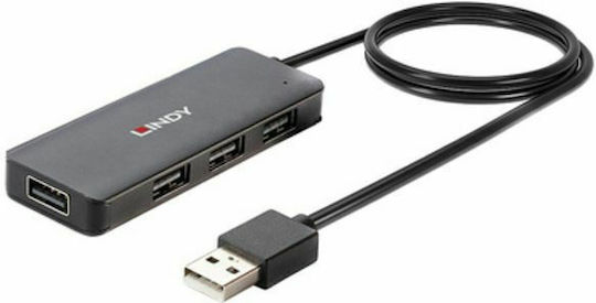Lindy USB 2.0 Hub 4 Θυρών με σύνδεση USB-A Γκρι (42986)